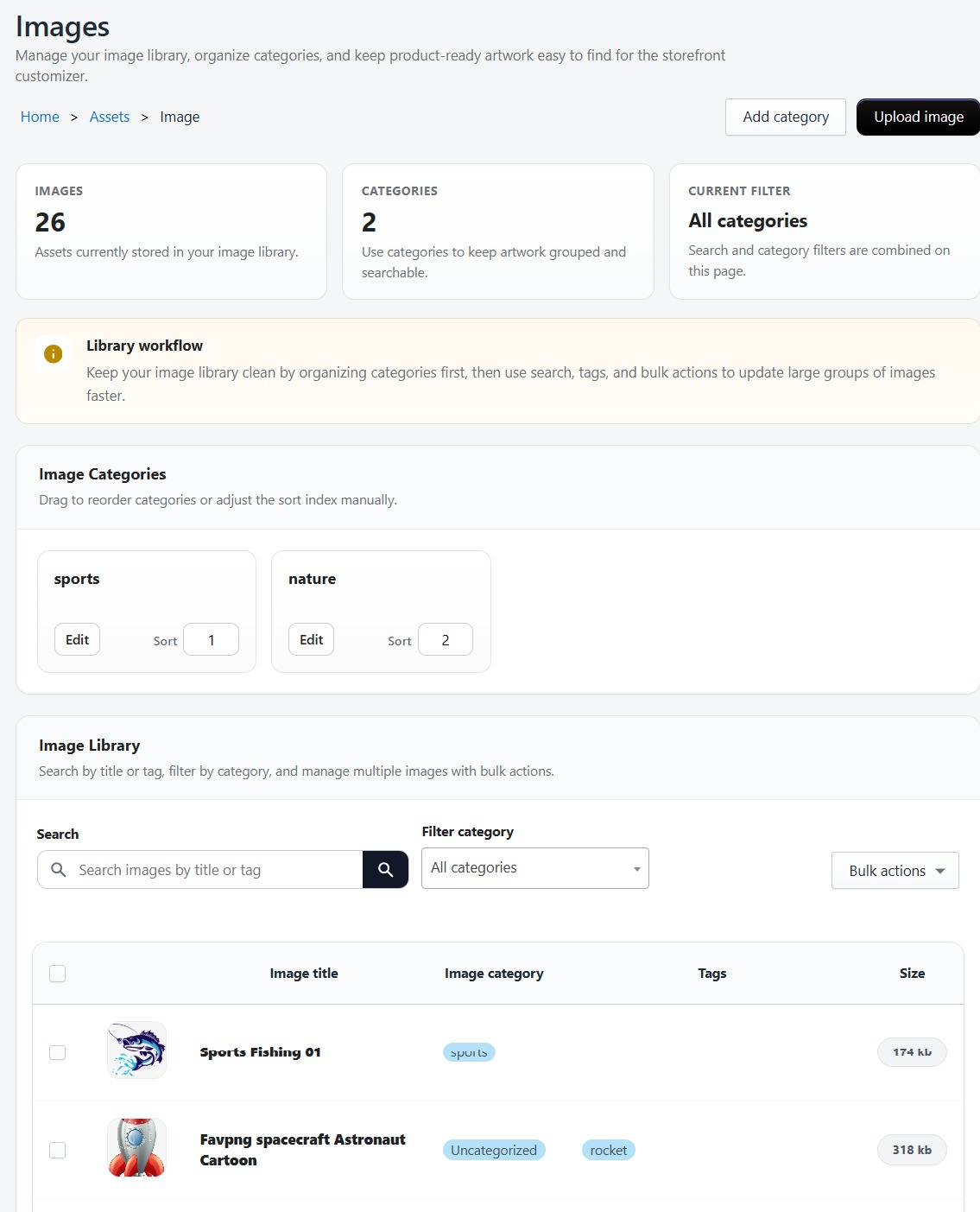 Screenshot of the product customizer editor showing the canvas with a product mockup and design tools panel