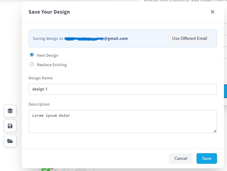 Screenshot of the product customizer editor showing the canvas with a product mockup and design tools panel