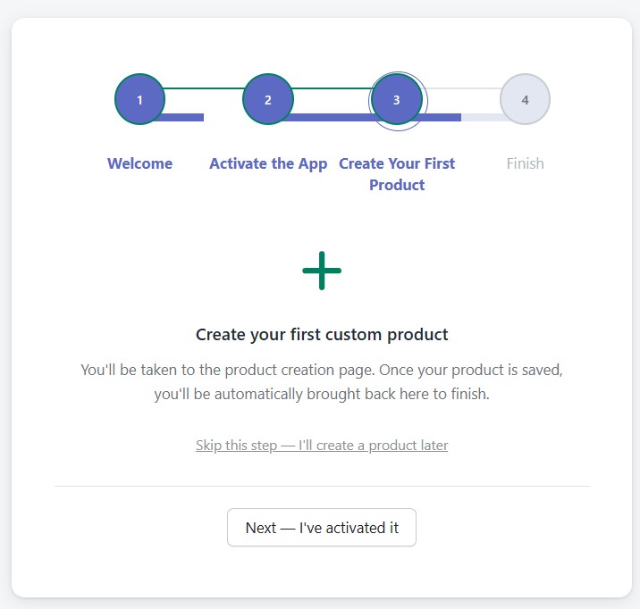 Screenshot of the product creation source selection page (Templates, Store, Scratch, Printful)