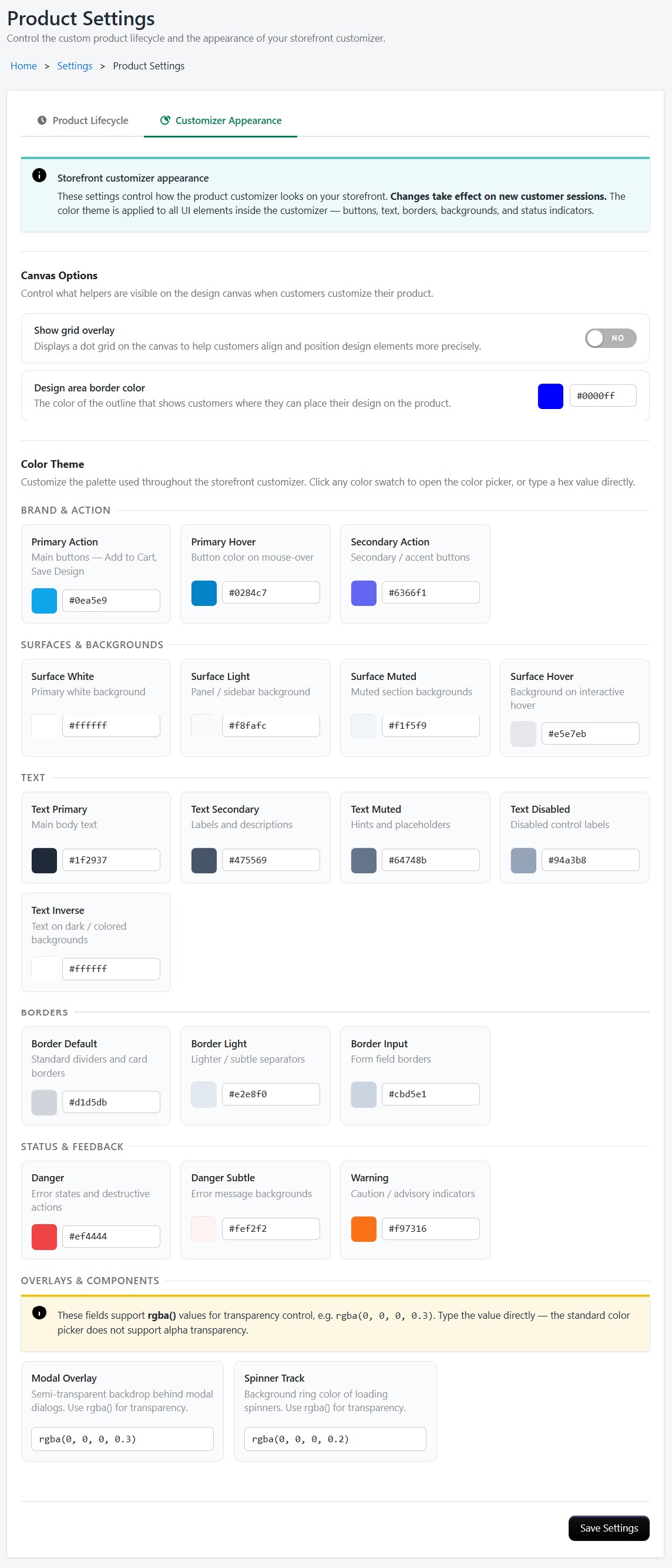 Screenshot of the product customizer editor showing the canvas with a product mockup and design tools panel